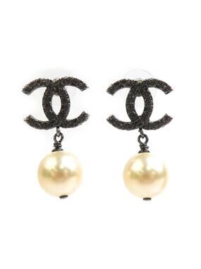 Auth Chanel Cc Logo Pierce Earrings #303134C32B